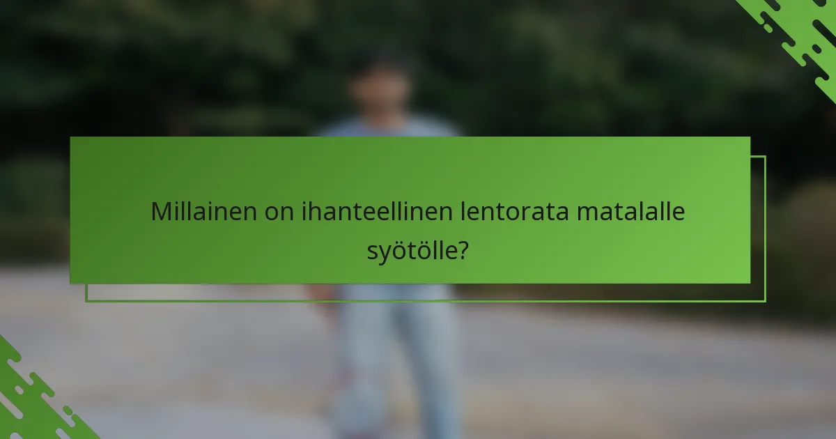 Millainen on ihanteellinen lentorata matalalle syötölle?