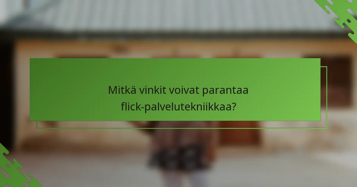 Mitkä vinkit voivat parantaa flick-palvelutekniikkaa?